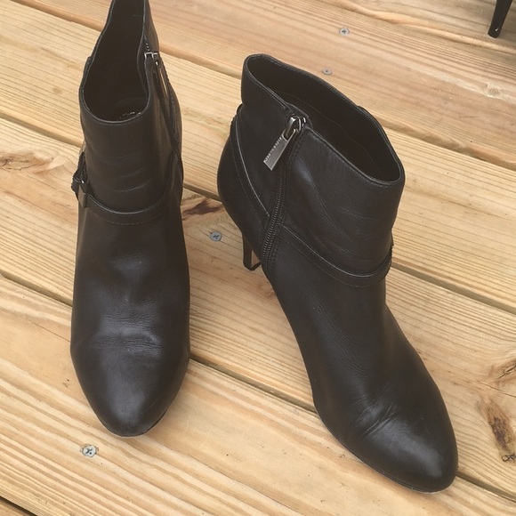 Vince Camuto black leather ankle booties.